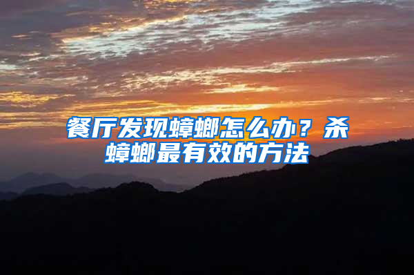 餐廳發(fā)現(xiàn)蟑螂怎么辦？殺蟑螂最有效的方法